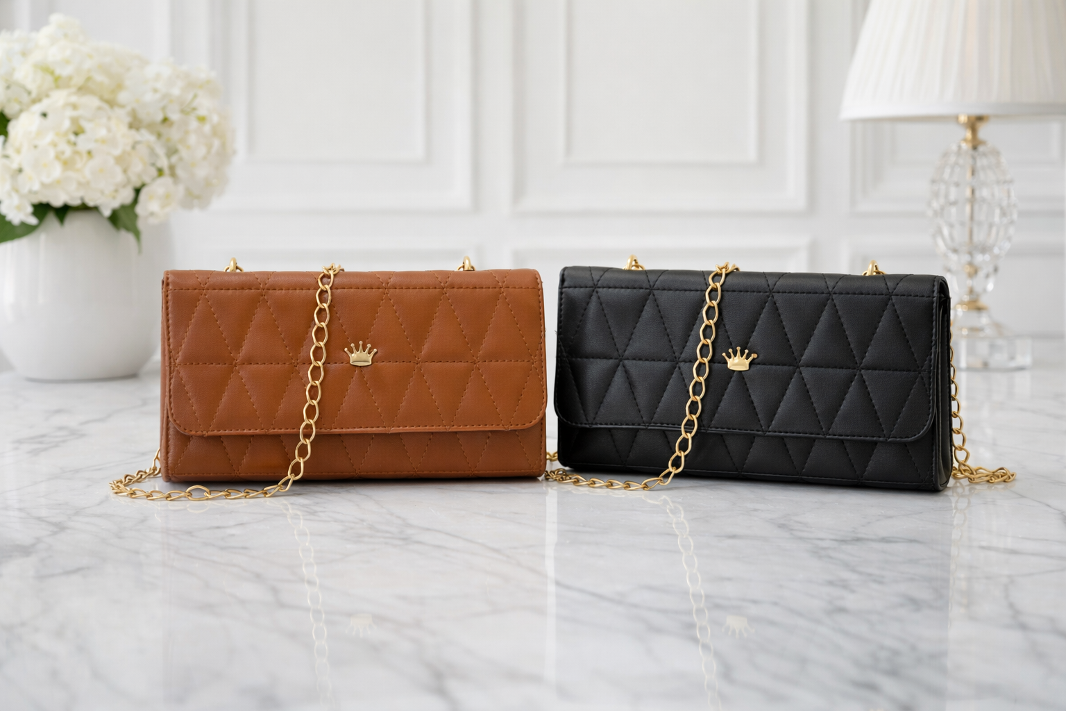 Bolsa Feminina Clutch Baladinha Pequena Luxo Transversal com Corrente Matelassê