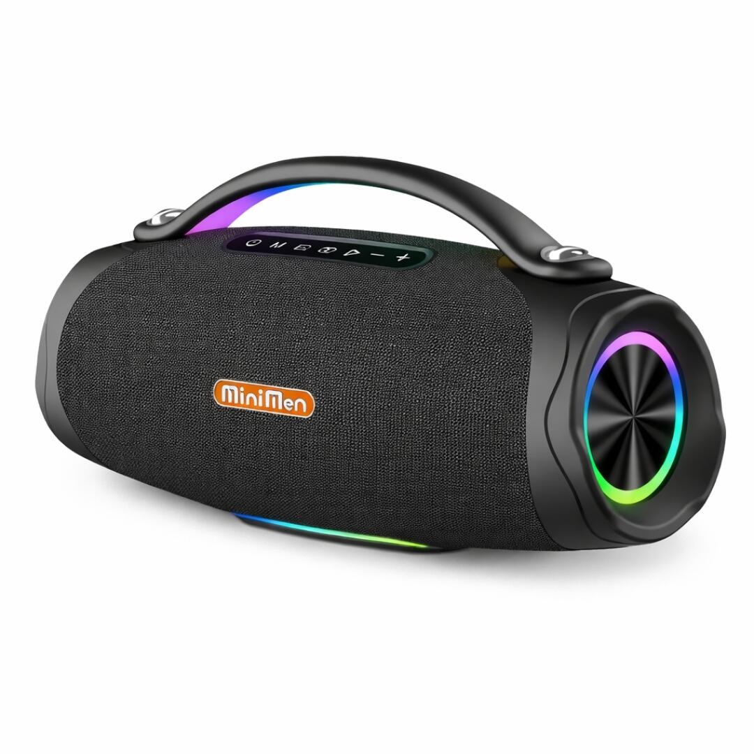 Caixa de Som Bluetooth Portátil Mini Men MM-YX762 200W com Iluminação RGB