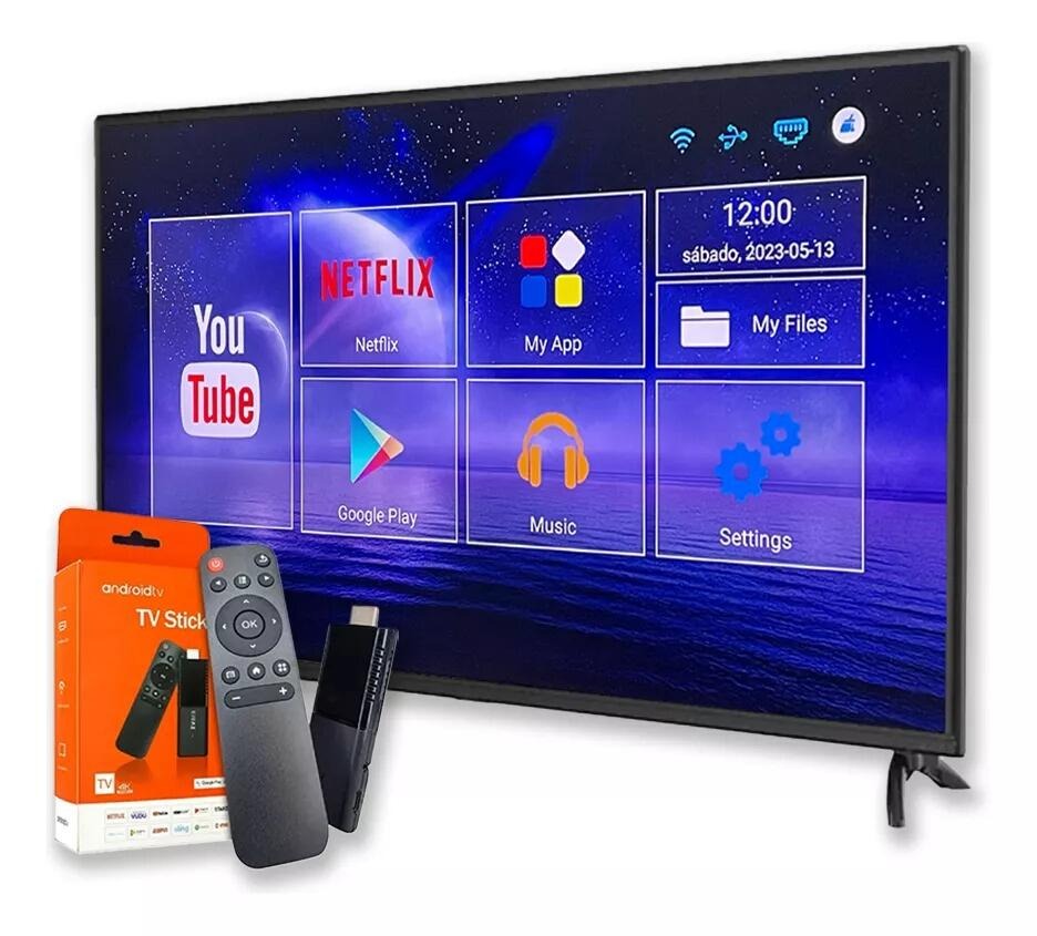 Android TV Stick 4K Full HD com Wi-Fi e Controle Remoto
