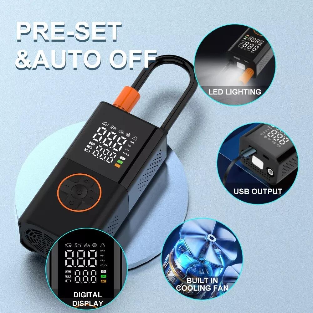 Bomba de Ar Portátil Recarregável USB com Display Digital