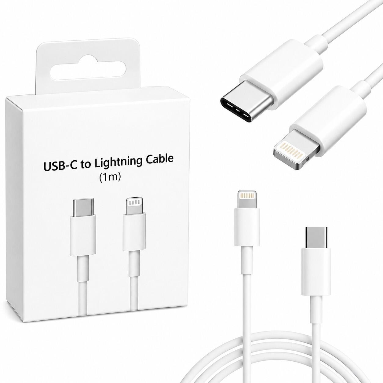 Cabo Lightning para USB-C 1m - Carregamento Rápido e Sincronização